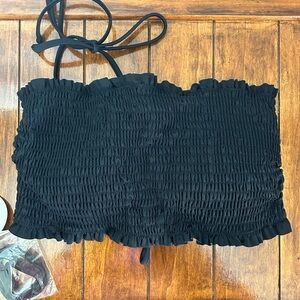 black, smocked top bikini corset back includes straps size large